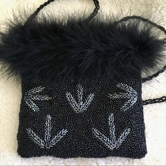 🆕 GORGEOUS Beaded Evening Bag with Fur Top! - Picture 2 of 4